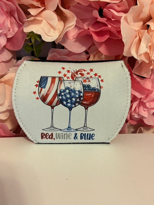 Red White and Pink - Wine Coozie