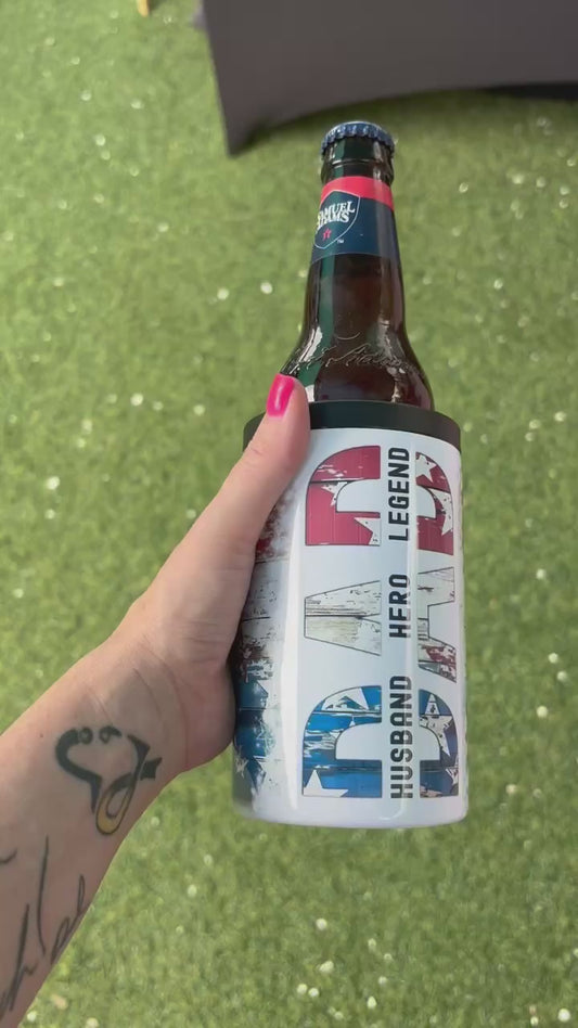 Dad - Husband, Hero, Legend - 12 oz can/bottle cooler